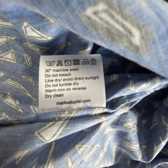 Markus Lupfer Womens Blue Geometric Print Short Sleeve Tiered Midi Dress Size 8 - Picture 6 of 12